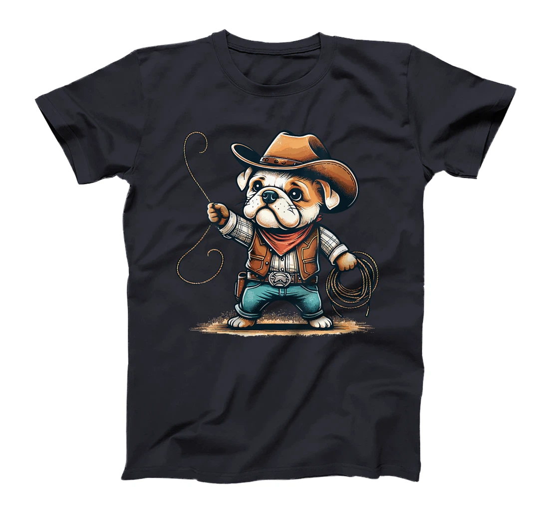 Womens Western Rodeo Cowboy Hat Bulldog Texas Animals T-Shirt