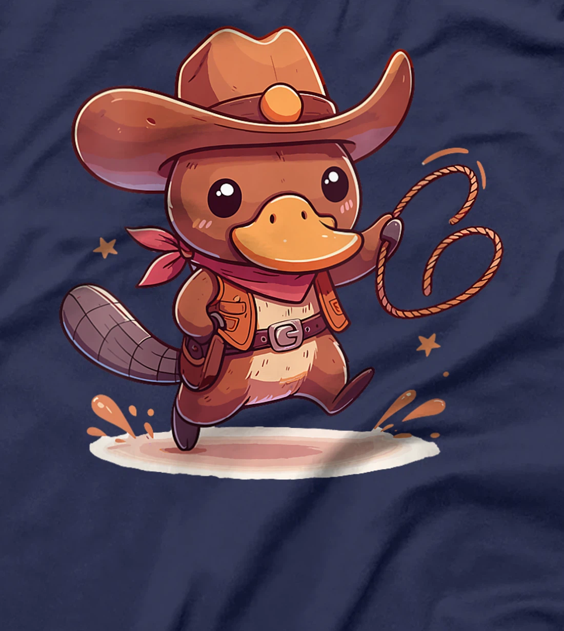 Womens Western Rodeo Cowboy Hat Platypus Texas Animals T-Shirt