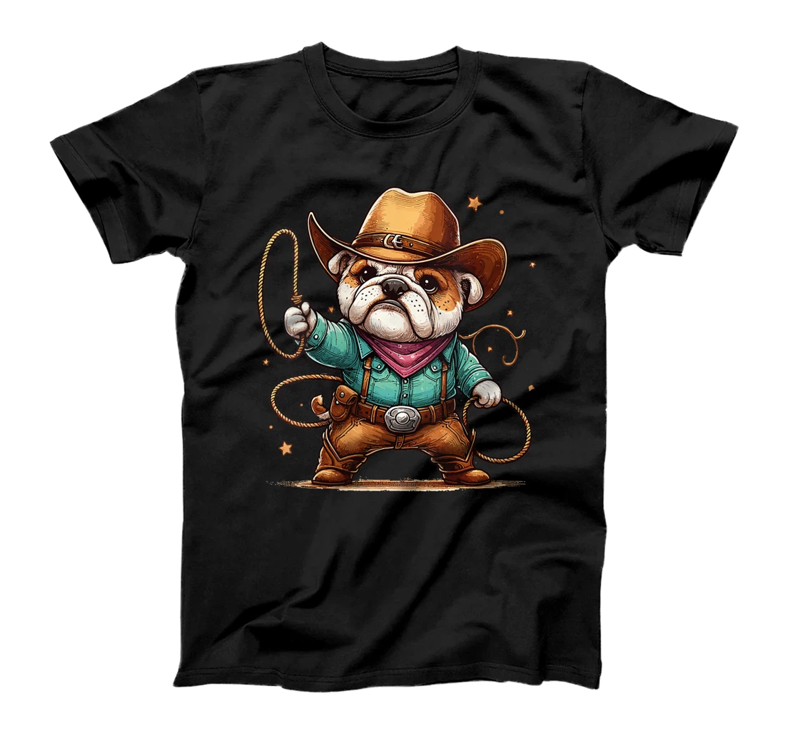 Womens Western Rodeo Cowboy Hat Bulldog Texas Animals T-Shirt