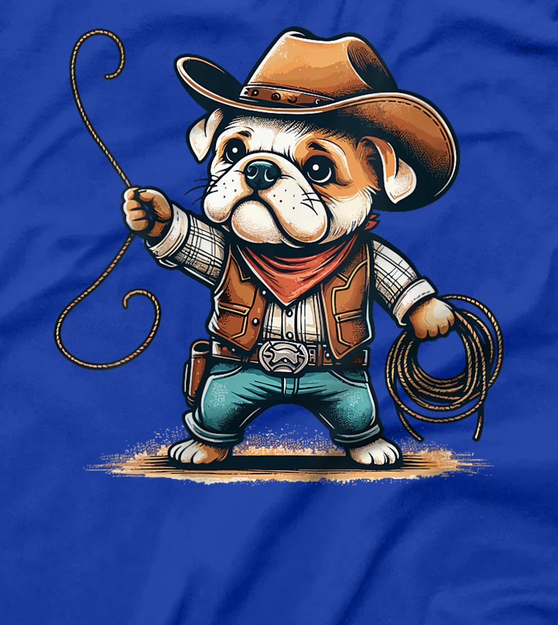 Womens Western Rodeo Cowboy Hat Bulldog Texas Animals T-Shirt