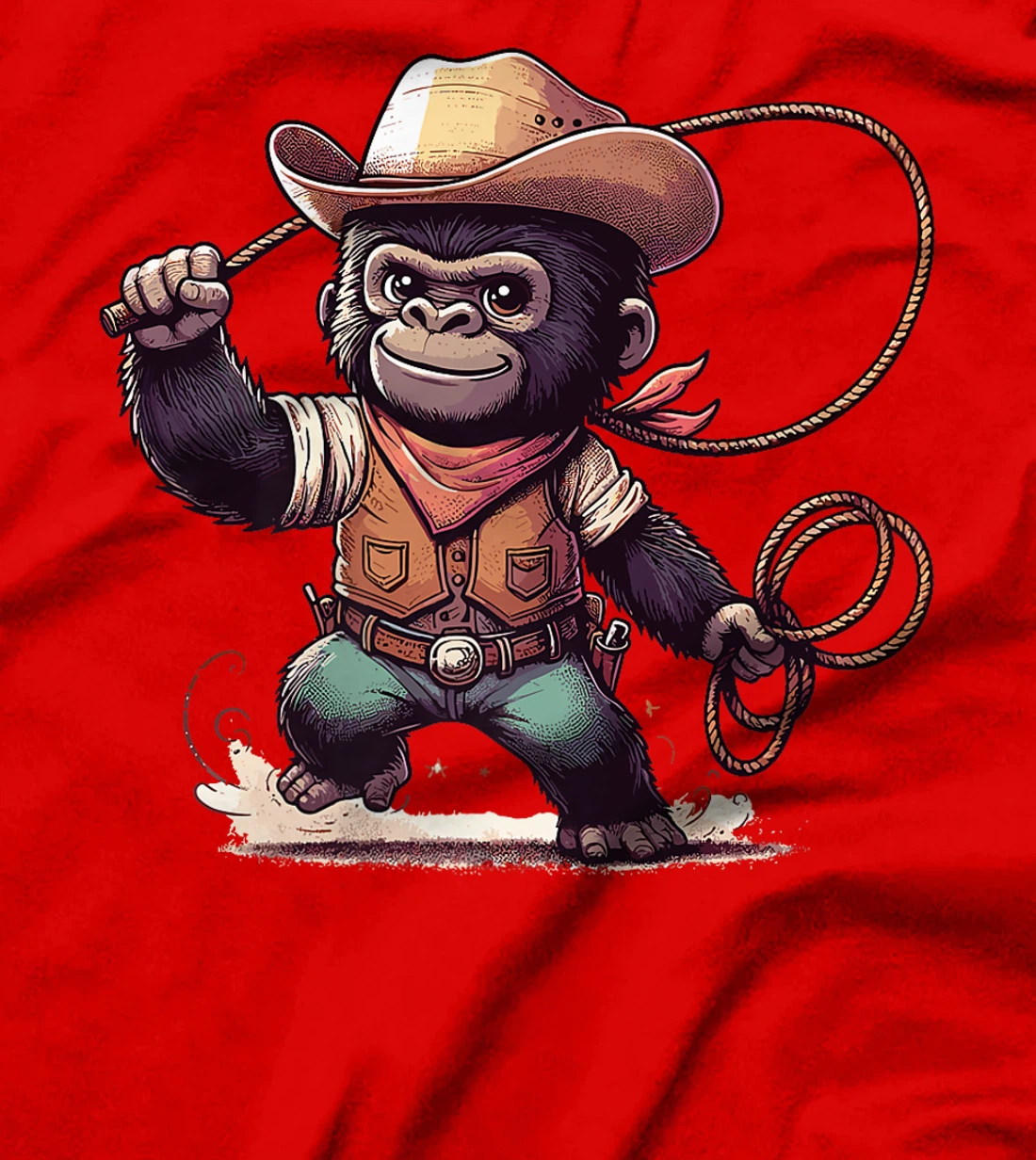 Womens Western Rodeo Cowboy Hat Gorilla Texas Animals T-Shirt