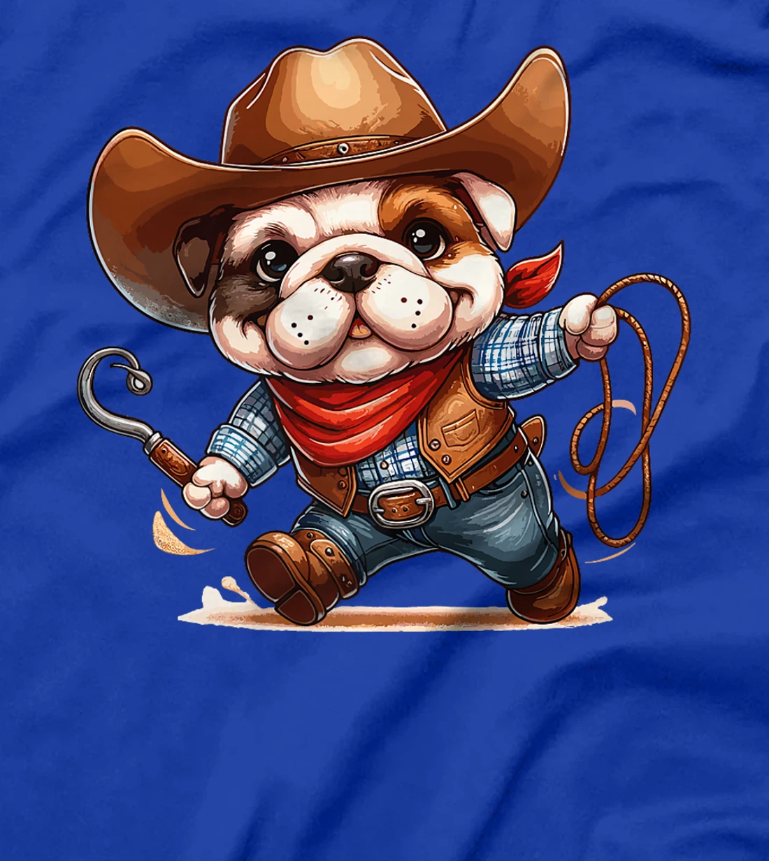 Western Rodeo Cowboy Hat Bulldog Texas Animals Premium T-Shirt