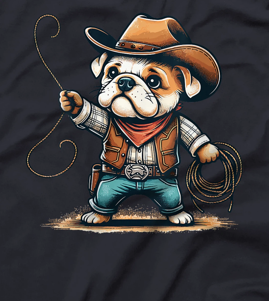 Womens Western Rodeo Cowboy Hat Bulldog Texas Animals T-Shirt