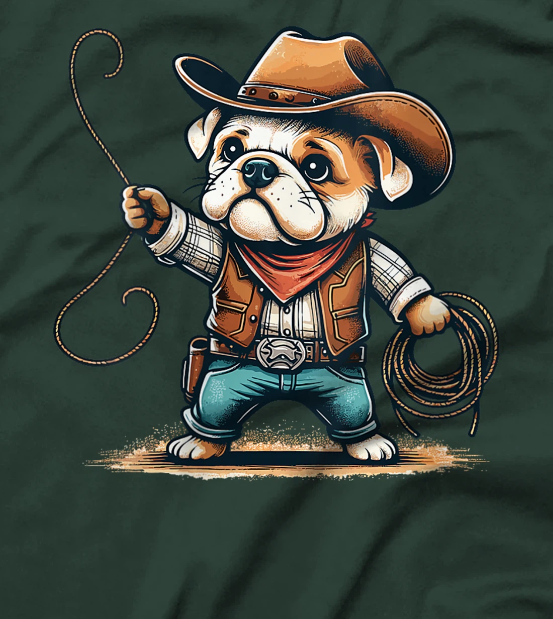 Womens Western Rodeo Cowboy Hat Bulldog Texas Animals T-Shirt