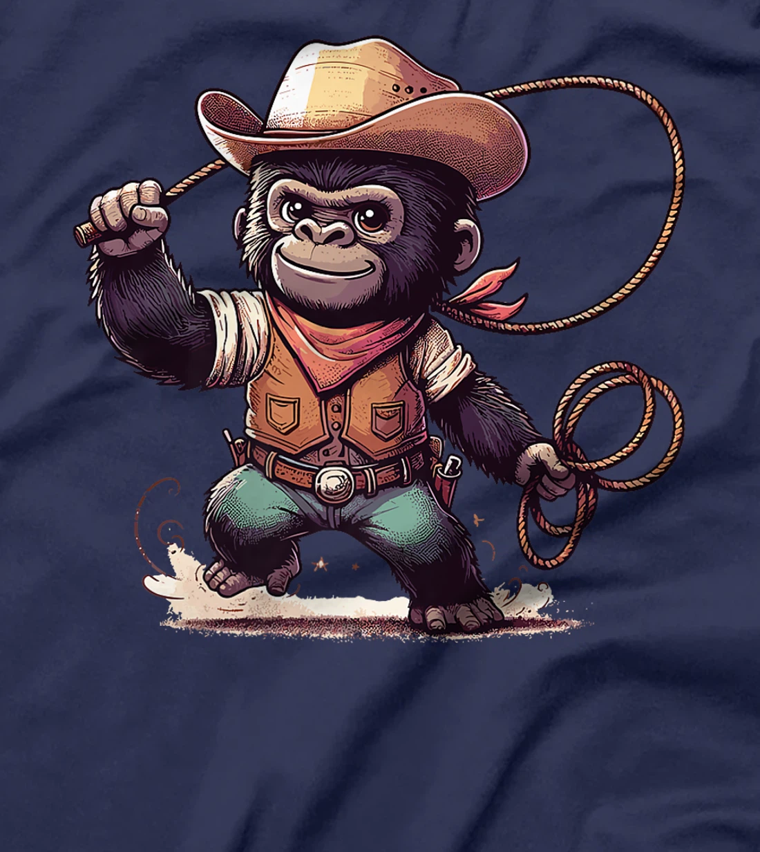 Womens Western Rodeo Cowboy Hat Gorilla Texas Animals T-Shirt