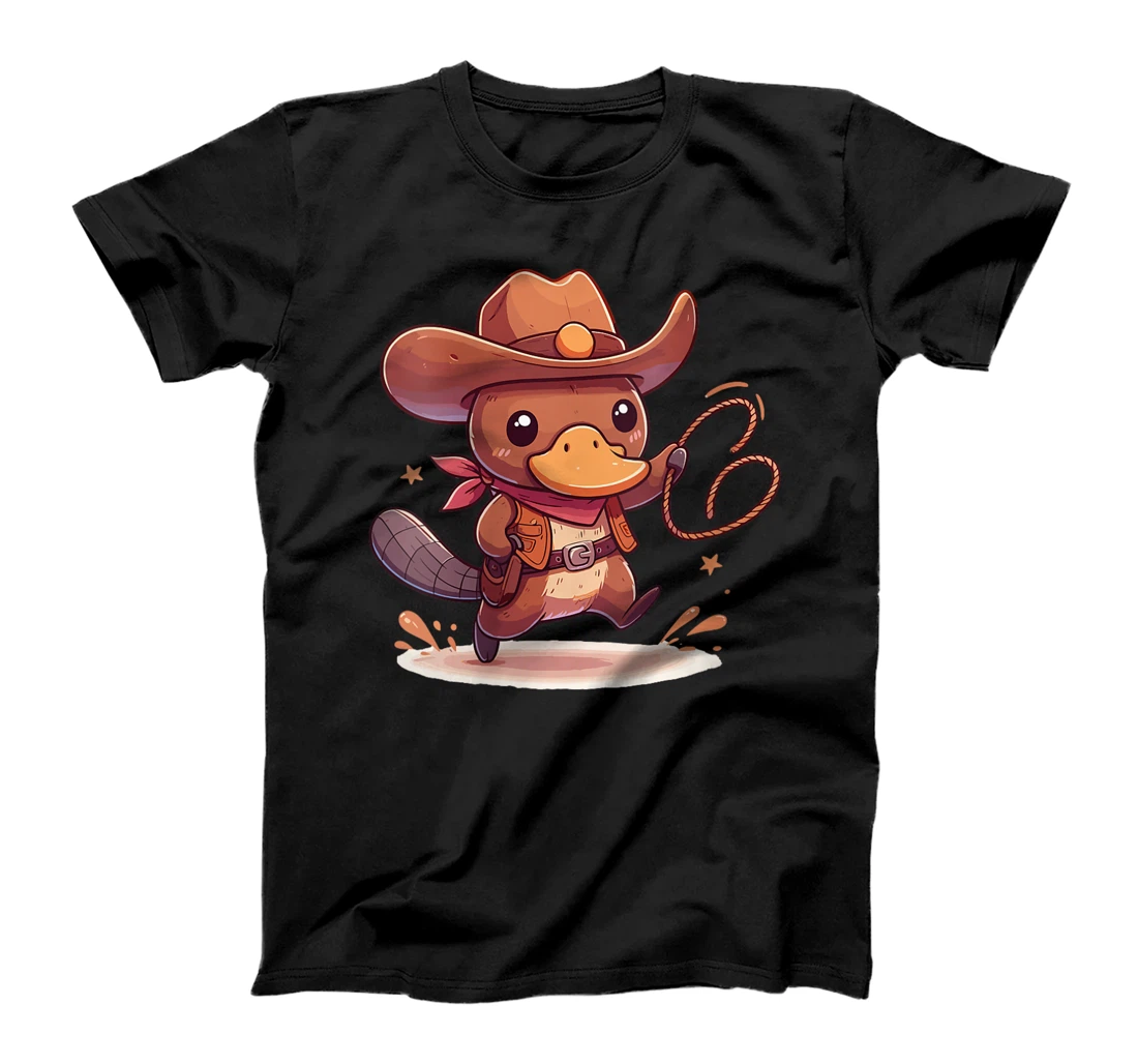 Womens Western Rodeo Cowboy Hat Platypus Texas Animals T-Shirt