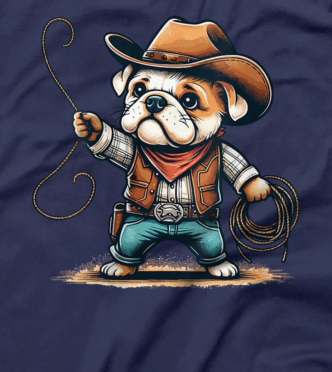 Womens Western Rodeo Cowboy Hat Bulldog Texas Animals T-Shirt