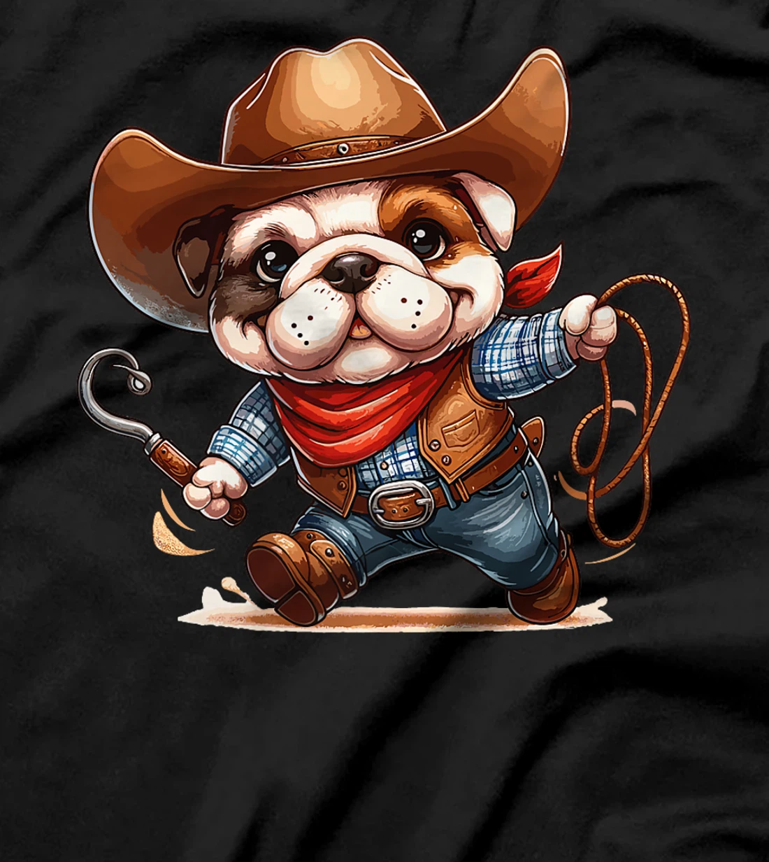 Western Rodeo Cowboy Hat Bulldog Texas Animals Premium T-Shirt