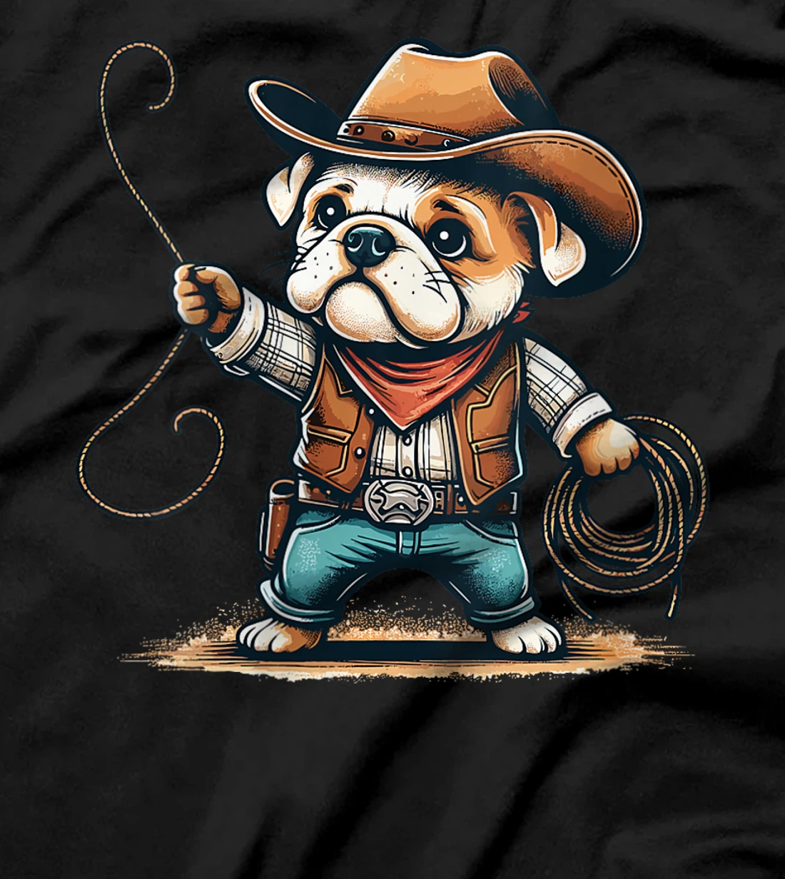 Womens Western Rodeo Cowboy Hat Bulldog Texas Animals T-Shirt