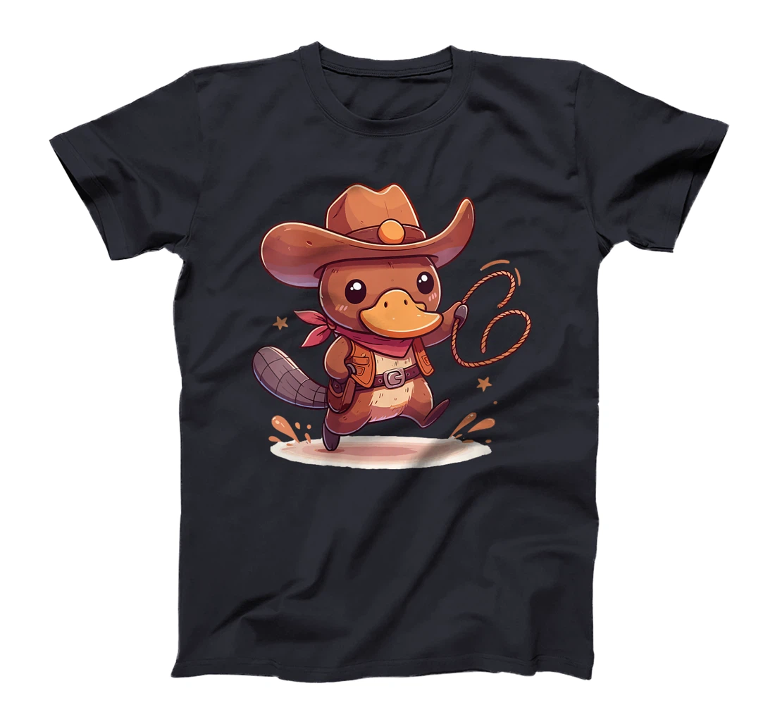 Womens Western Rodeo Cowboy Hat Platypus Texas Animals T-Shirt