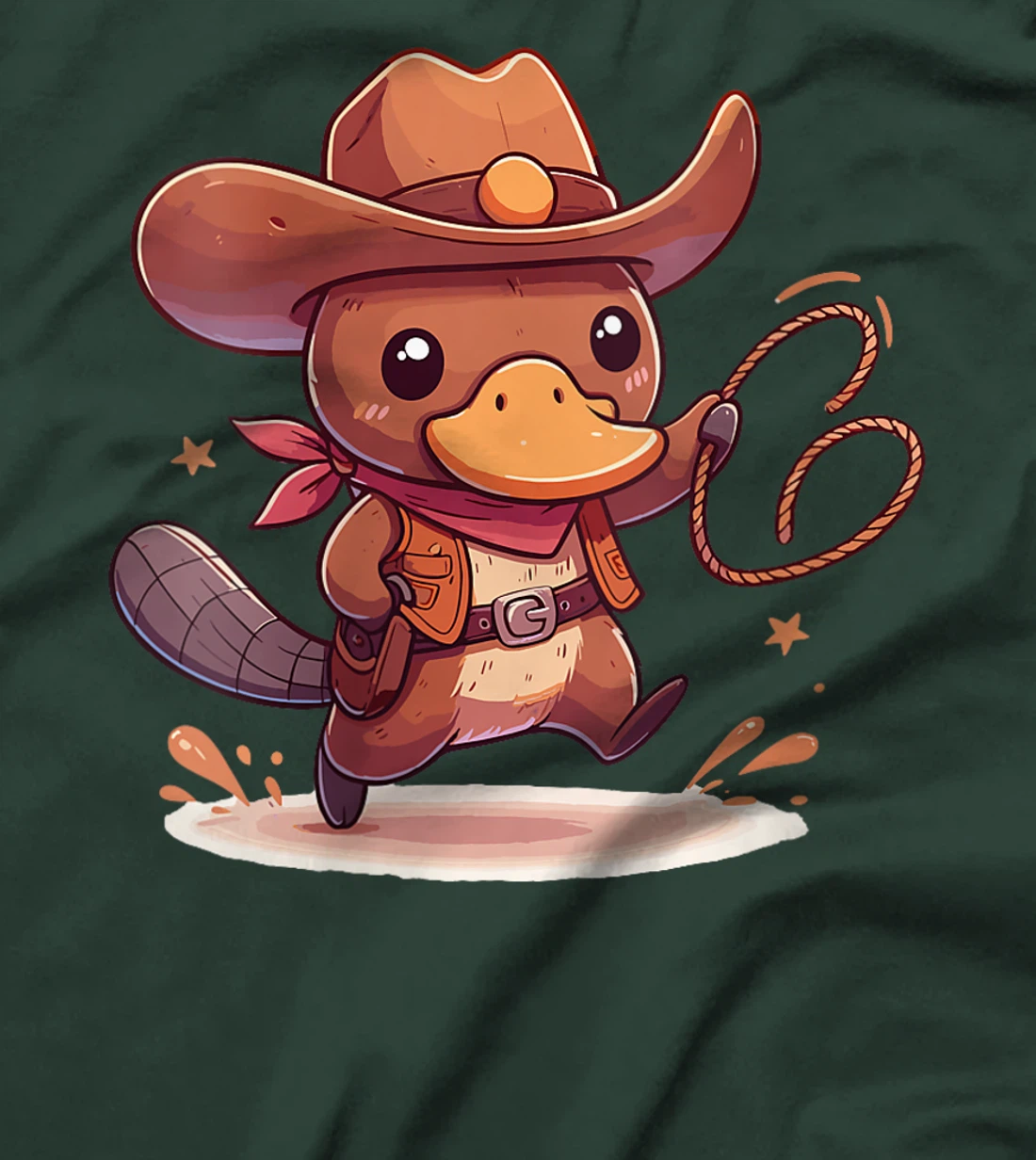 Womens Western Rodeo Cowboy Hat Platypus Texas Animals T-Shirt