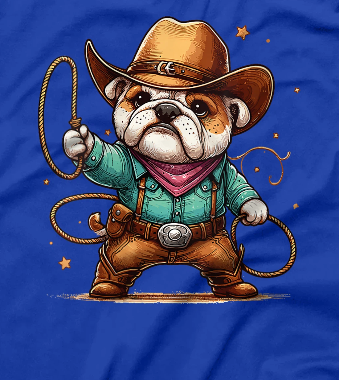 Womens Western Rodeo Cowboy Hat Bulldog Texas Animals T-Shirt