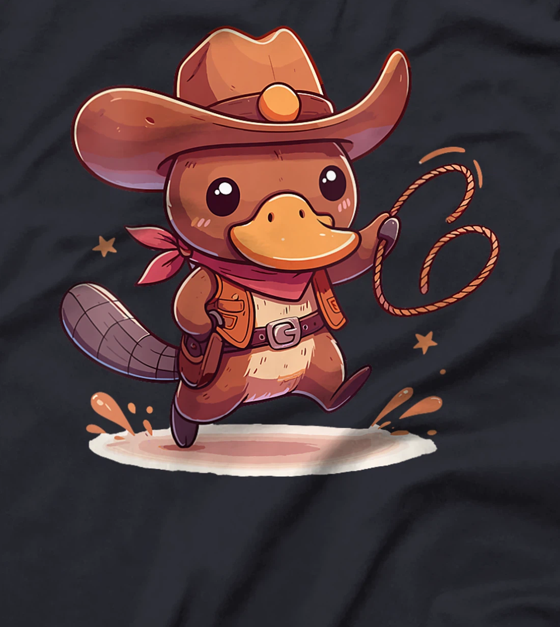 Womens Western Rodeo Cowboy Hat Platypus Texas Animals T-Shirt