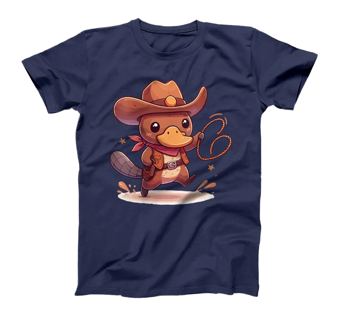 Womens Western Rodeo Cowboy Hat Platypus Texas Animals T-Shirt