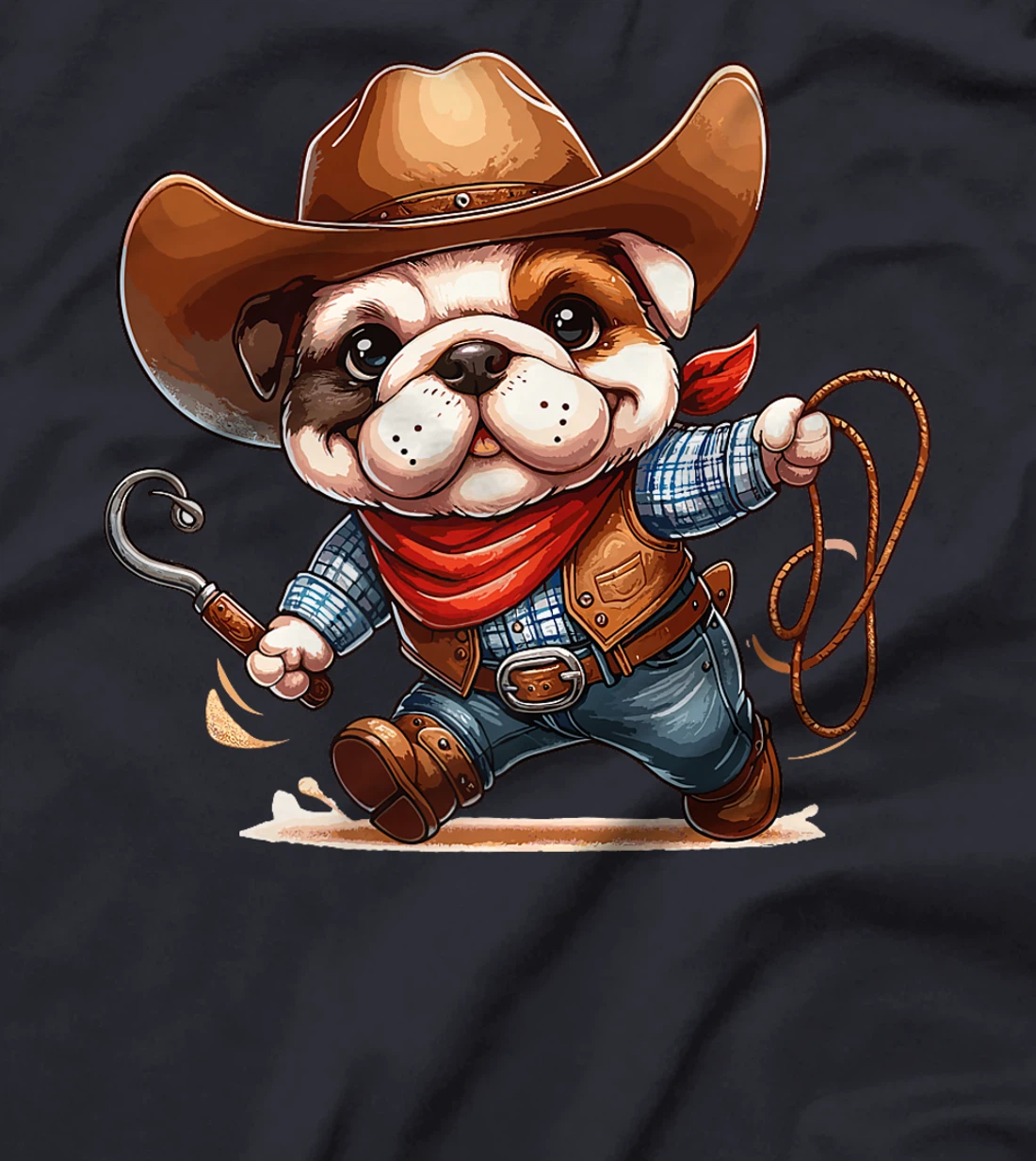 Western Rodeo Cowboy Hat Bulldog Texas Animals Premium T-Shirt