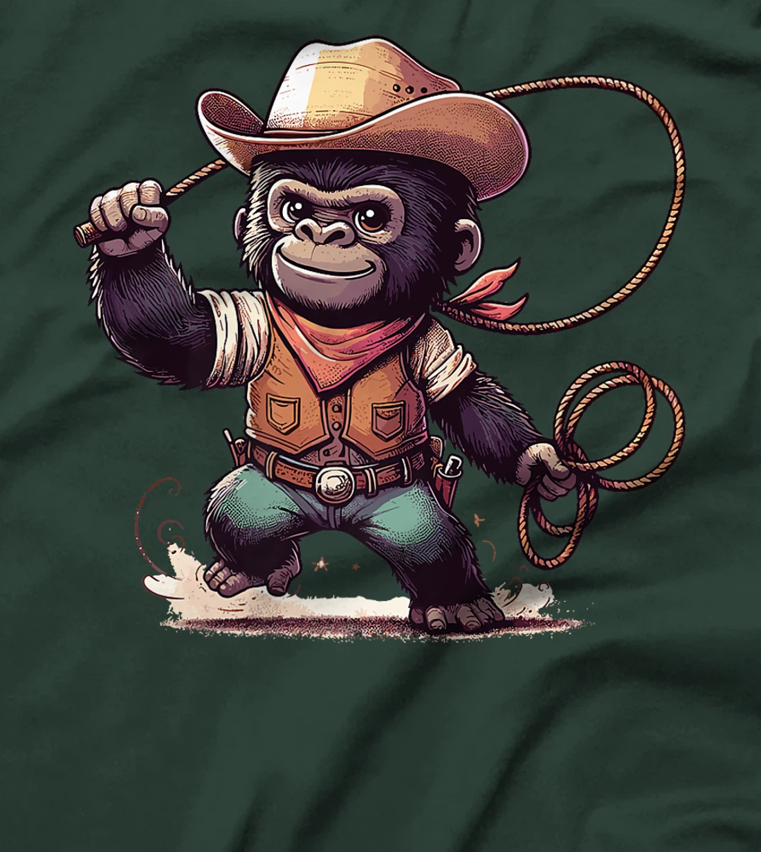 Womens Western Rodeo Cowboy Hat Gorilla Texas Animals T-Shirt