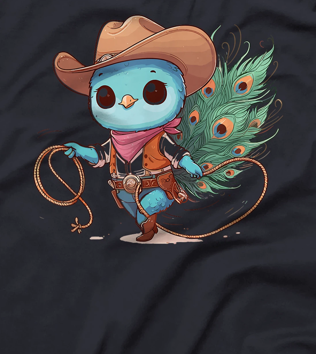 Western Rodeo Cowboy Hat Peacock Texas Animals T-Shirt