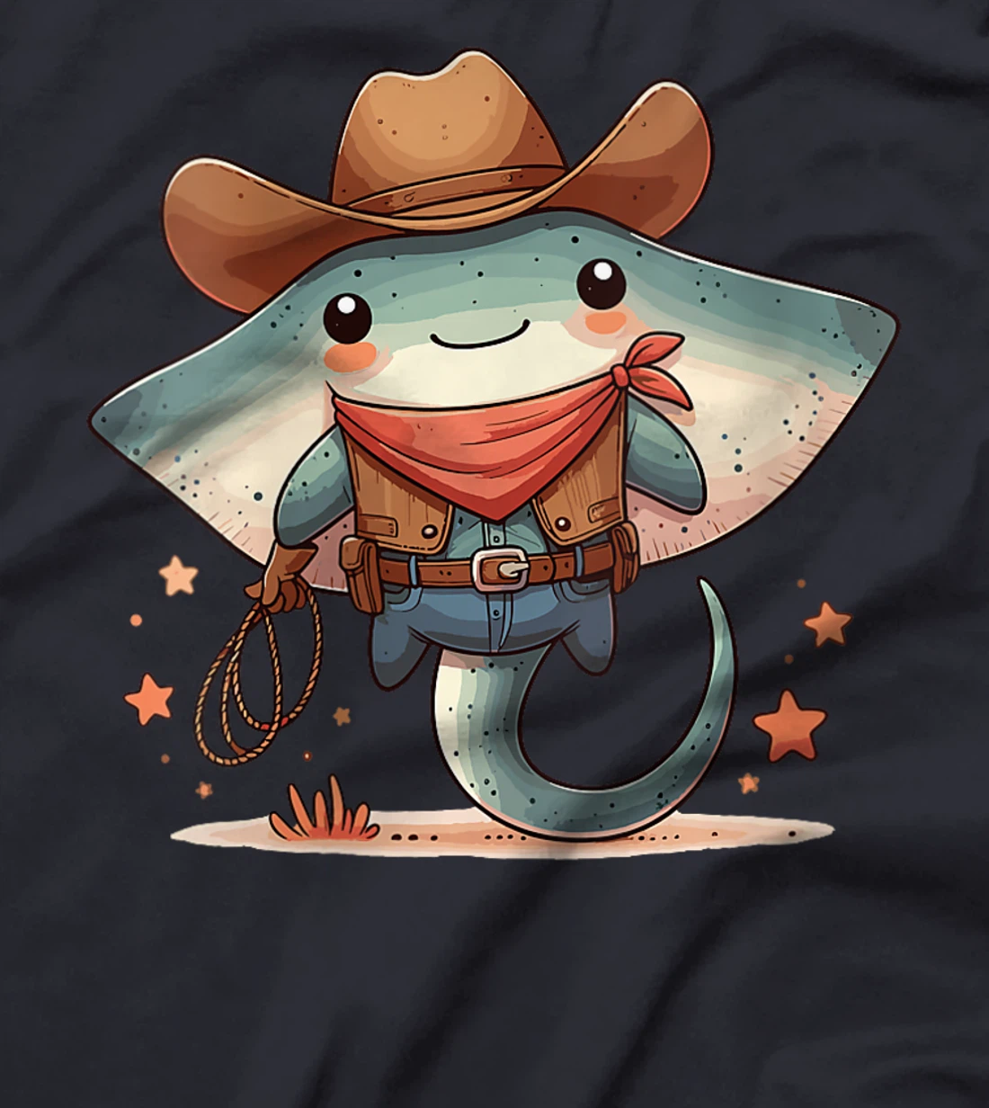 Womens Western Rodeo Cowboy Hat Manta Ray Texas Animals T-Shirt