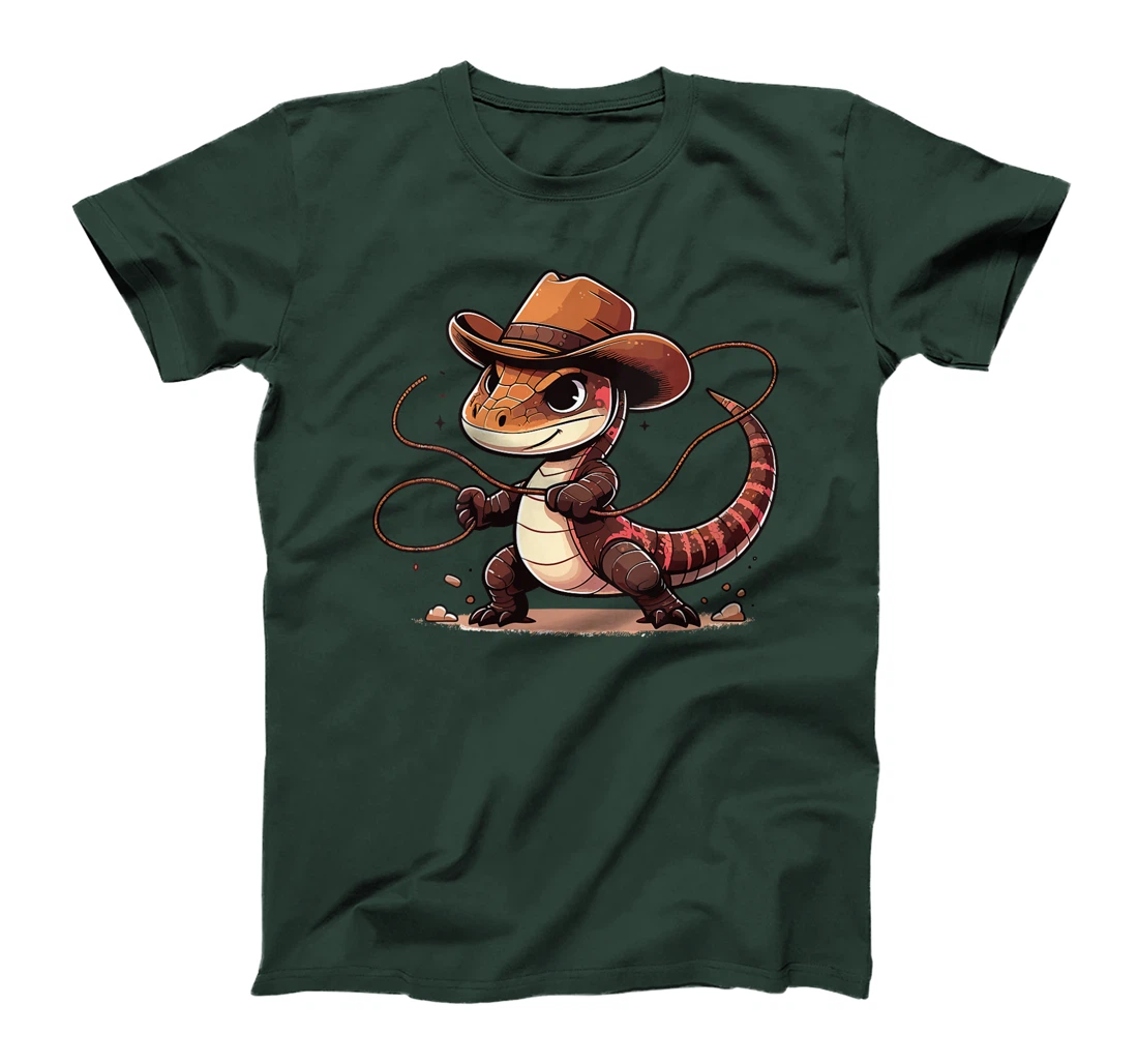 Womens Western Rodeo Cowboy Hat Komodo Dragon Texas Animals T-Shirt