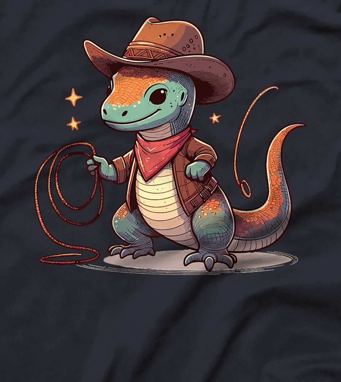 Western Rodeo Cowboy Hat Komodo Dragon Texas Animals Premium T-Shirt
