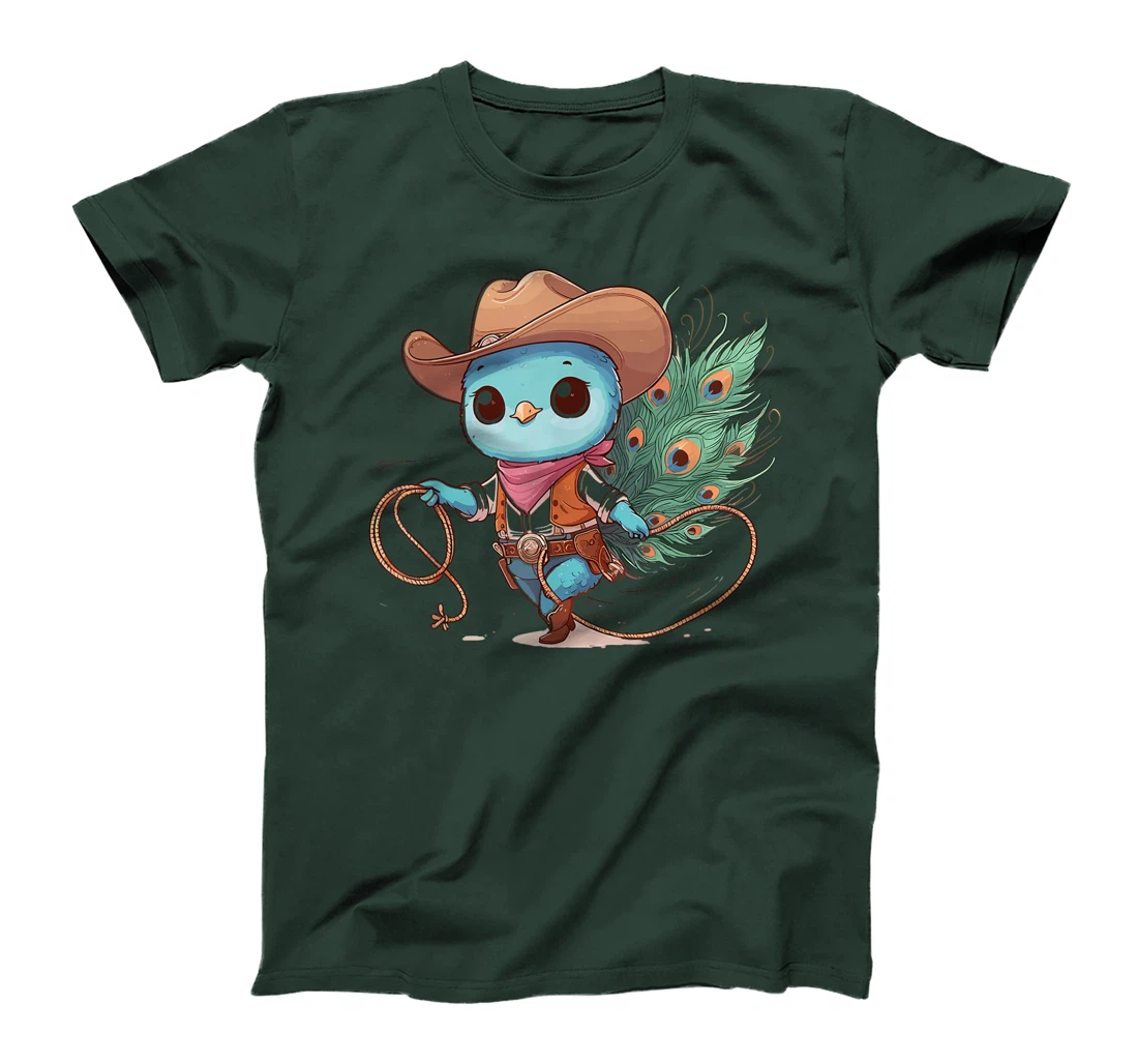Western Rodeo Cowboy Hat Peacock Texas Animals T-Shirt