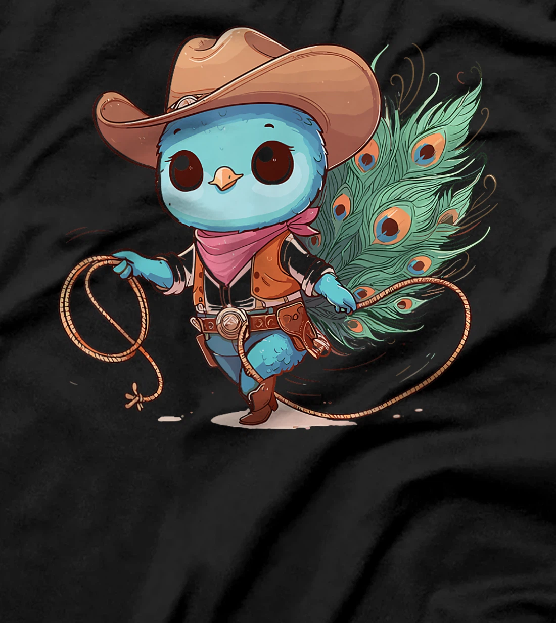 Western Rodeo Cowboy Hat Peacock Texas Animals T-Shirt