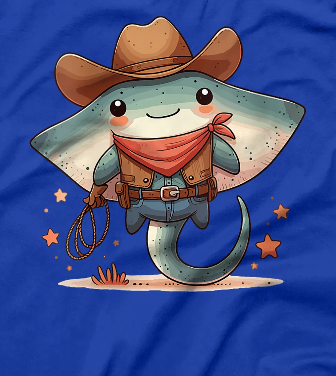 Womens Western Rodeo Cowboy Hat Manta Ray Texas Animals T-Shirt