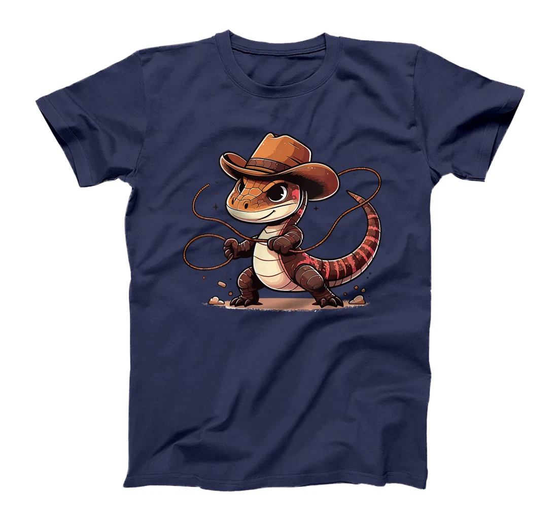 Womens Western Rodeo Cowboy Hat Komodo Dragon Texas Animals T-Shirt