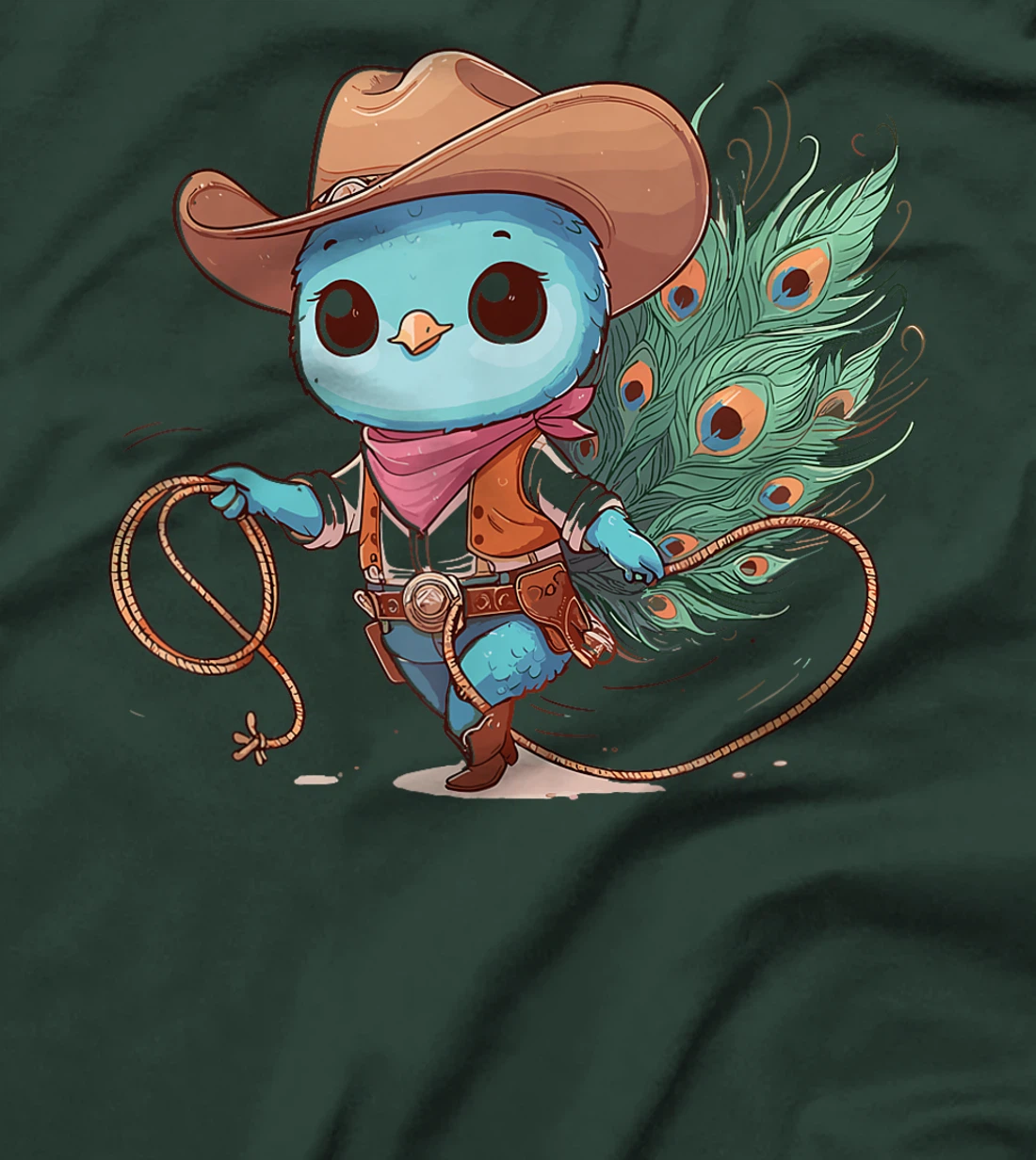 Western Rodeo Cowboy Hat Peacock Texas Animals T-Shirt