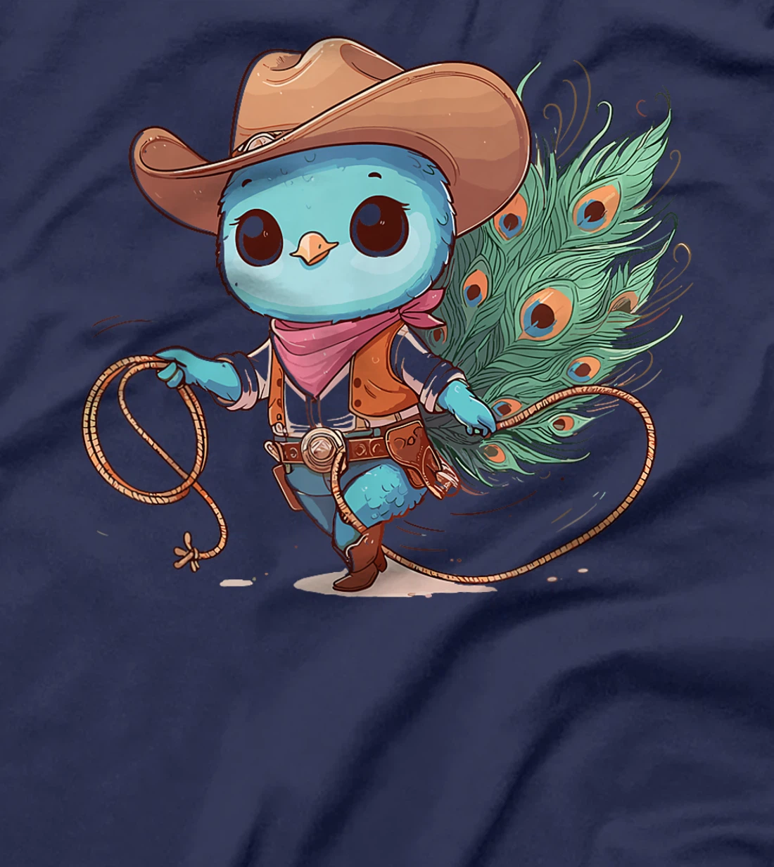 Western Rodeo Cowboy Hat Peacock Texas Animals T-Shirt