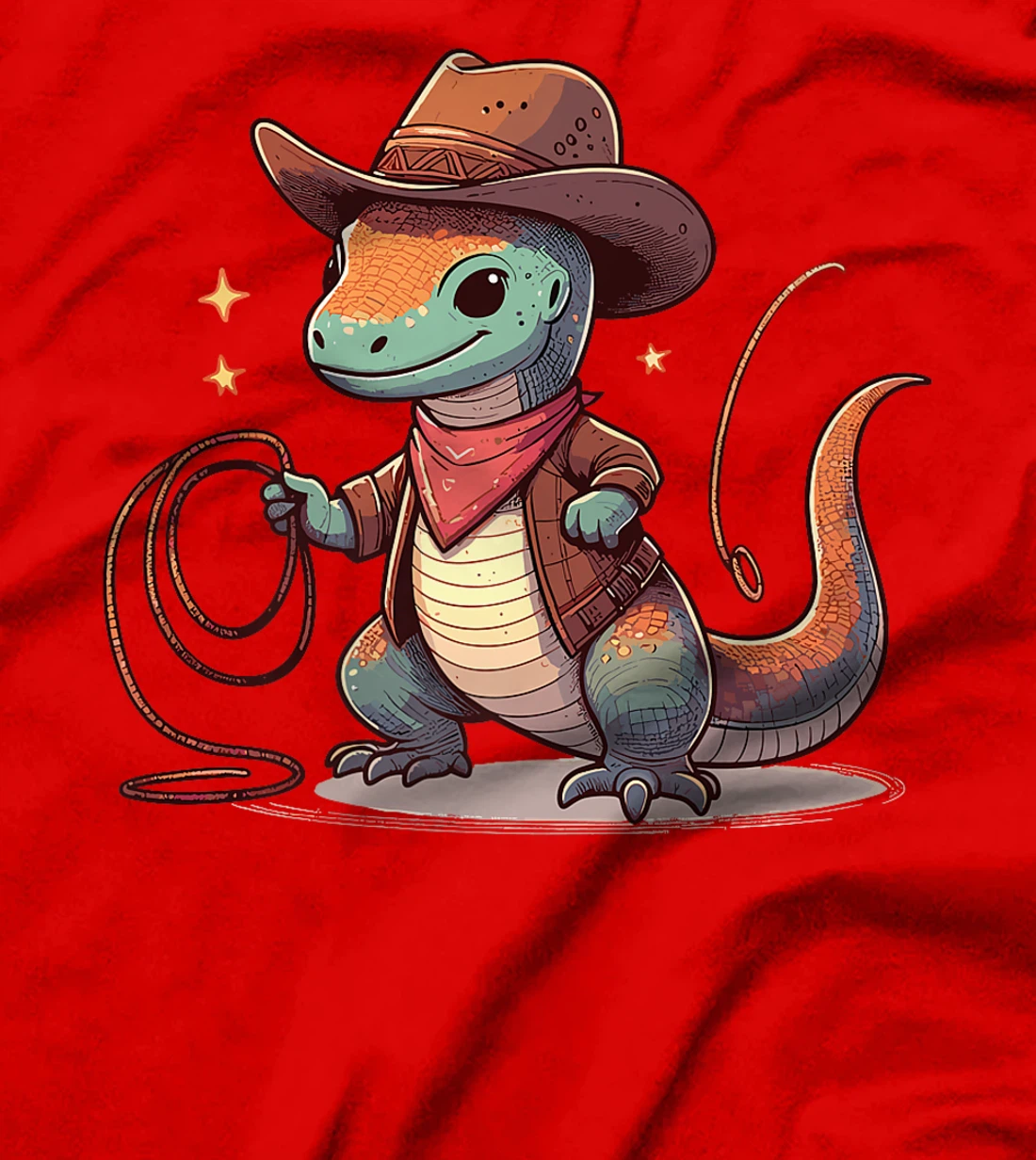 Western Rodeo Cowboy Hat Komodo Dragon Texas Animals Premium T-Shirt
