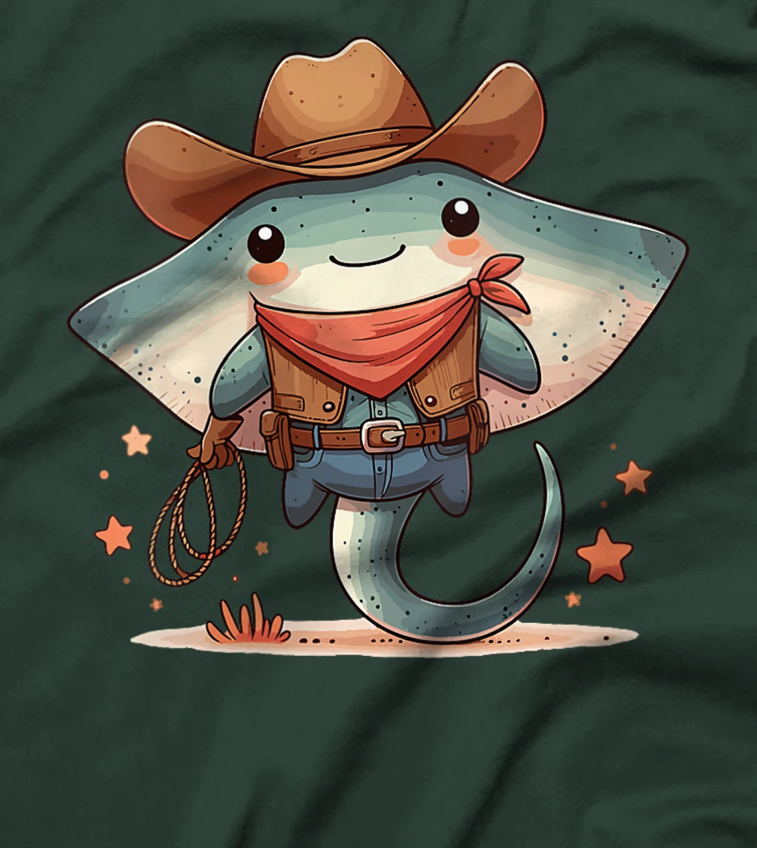 Womens Western Rodeo Cowboy Hat Manta Ray Texas Animals T-Shirt