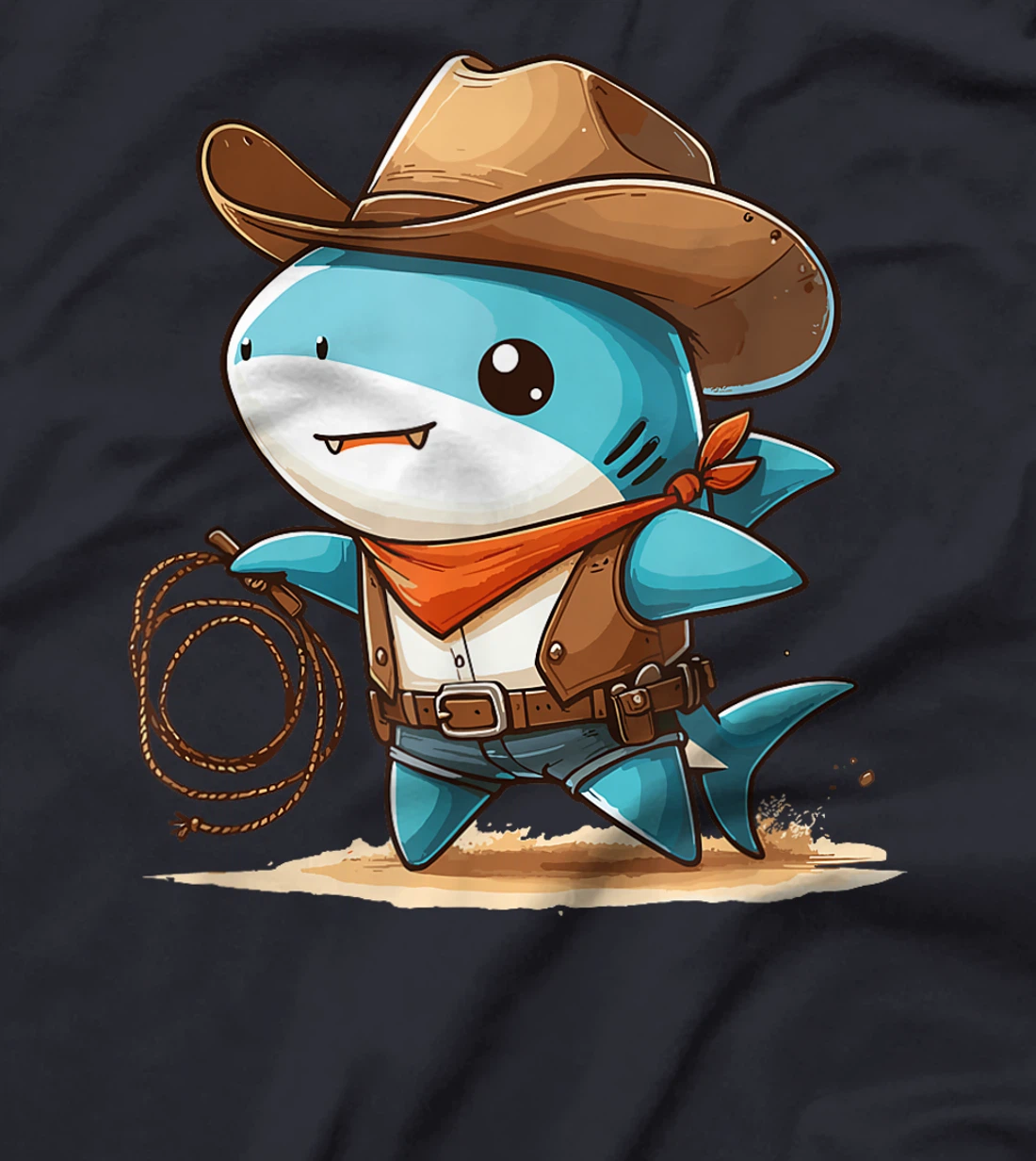 Western Rodeo Cowboy Hat Shark Texas Animals T-Shirt