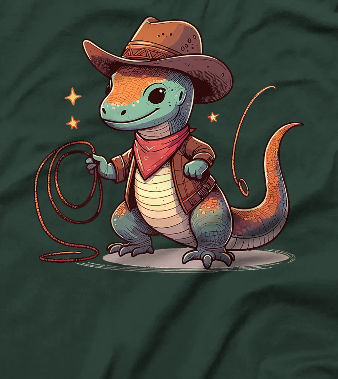 Western Rodeo Cowboy Hat Komodo Dragon Texas Animals Premium T-Shirt