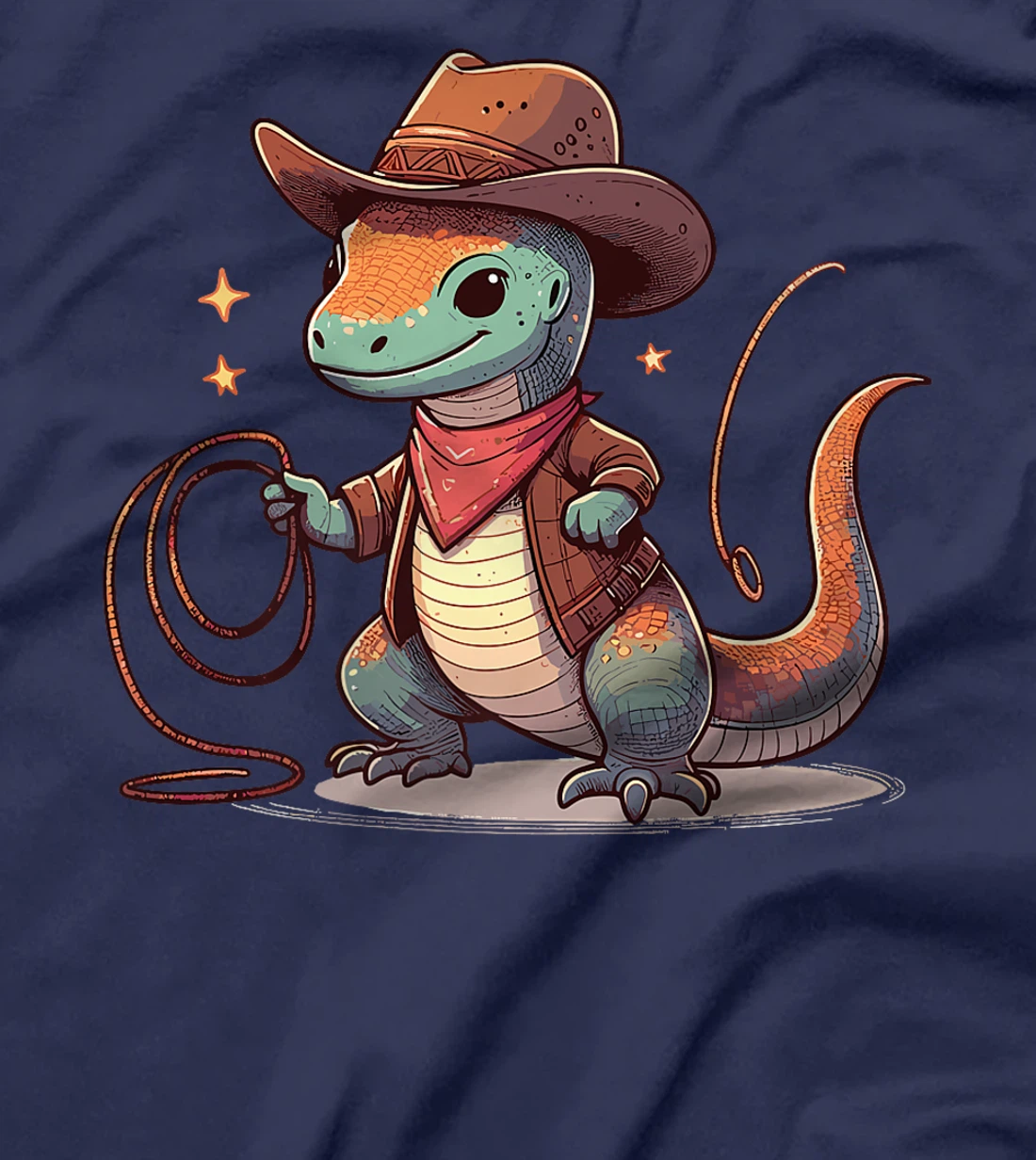 Western Rodeo Cowboy Hat Komodo Dragon Texas Animals Premium T-Shirt
