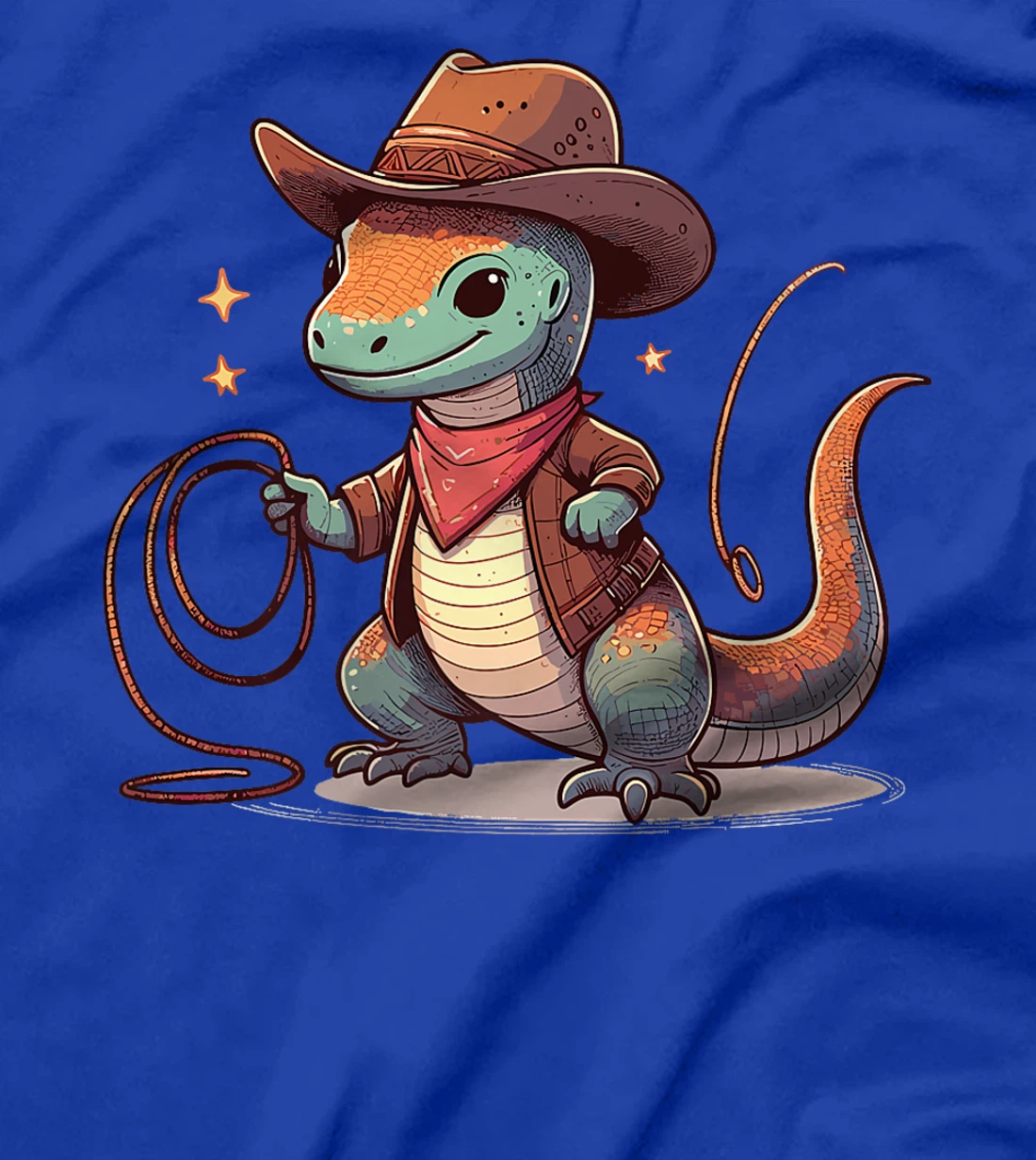 Western Rodeo Cowboy Hat Komodo Dragon Texas Animals Premium T-Shirt