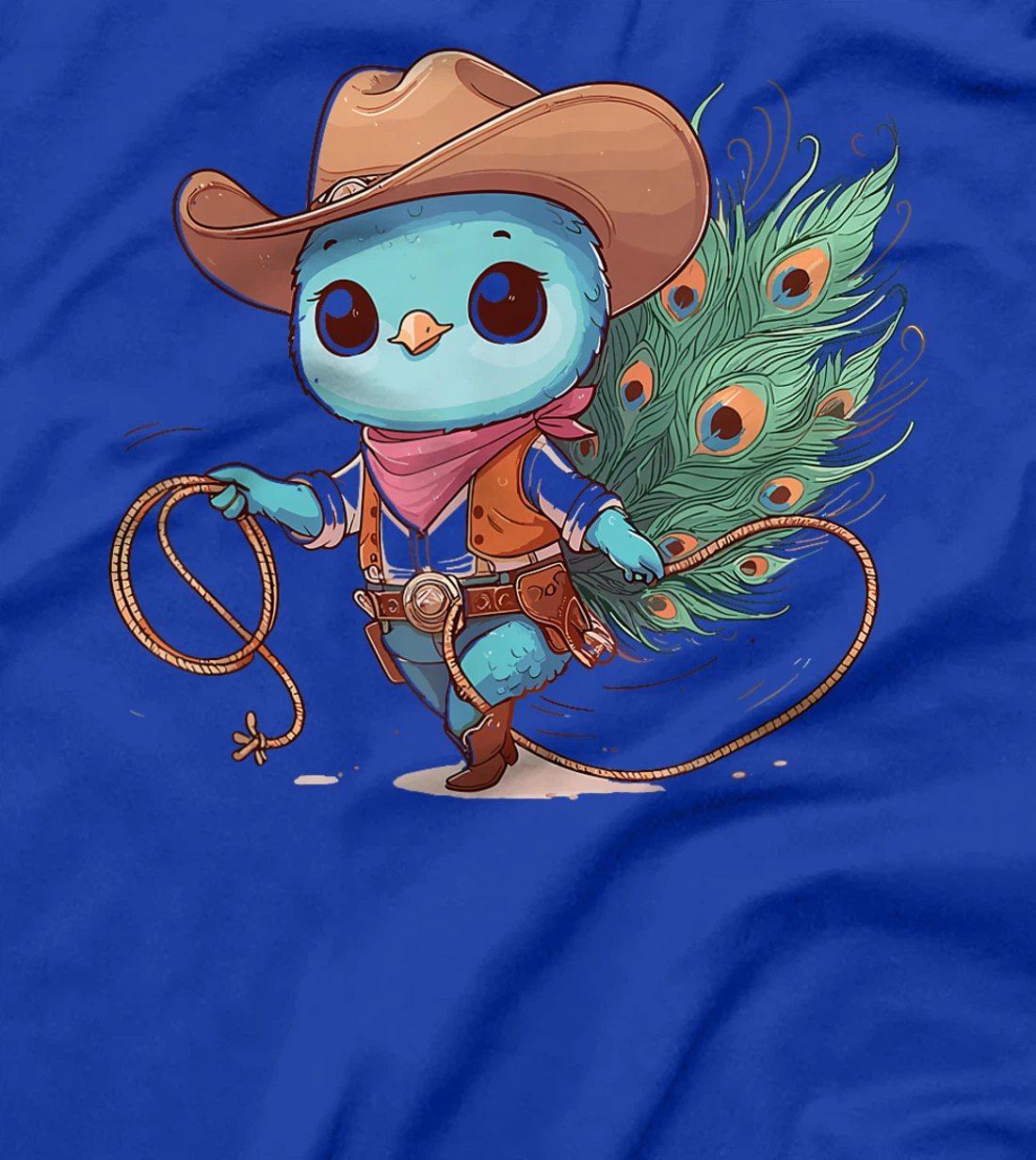 Western Rodeo Cowboy Hat Peacock Texas Animals T-Shirt