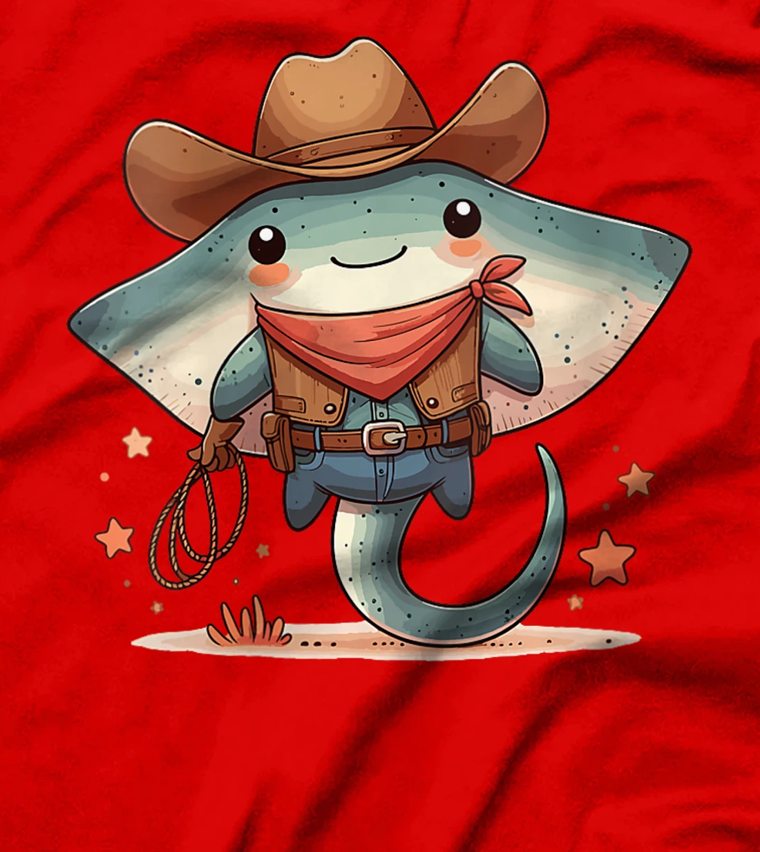 Womens Western Rodeo Cowboy Hat Manta Ray Texas Animals T-Shirt