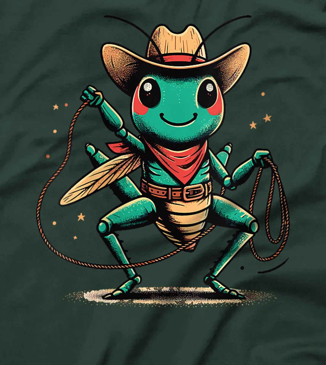 Womens Western Rodeo Cowboy Hat Grasshopper Texas Animals T-Shirt