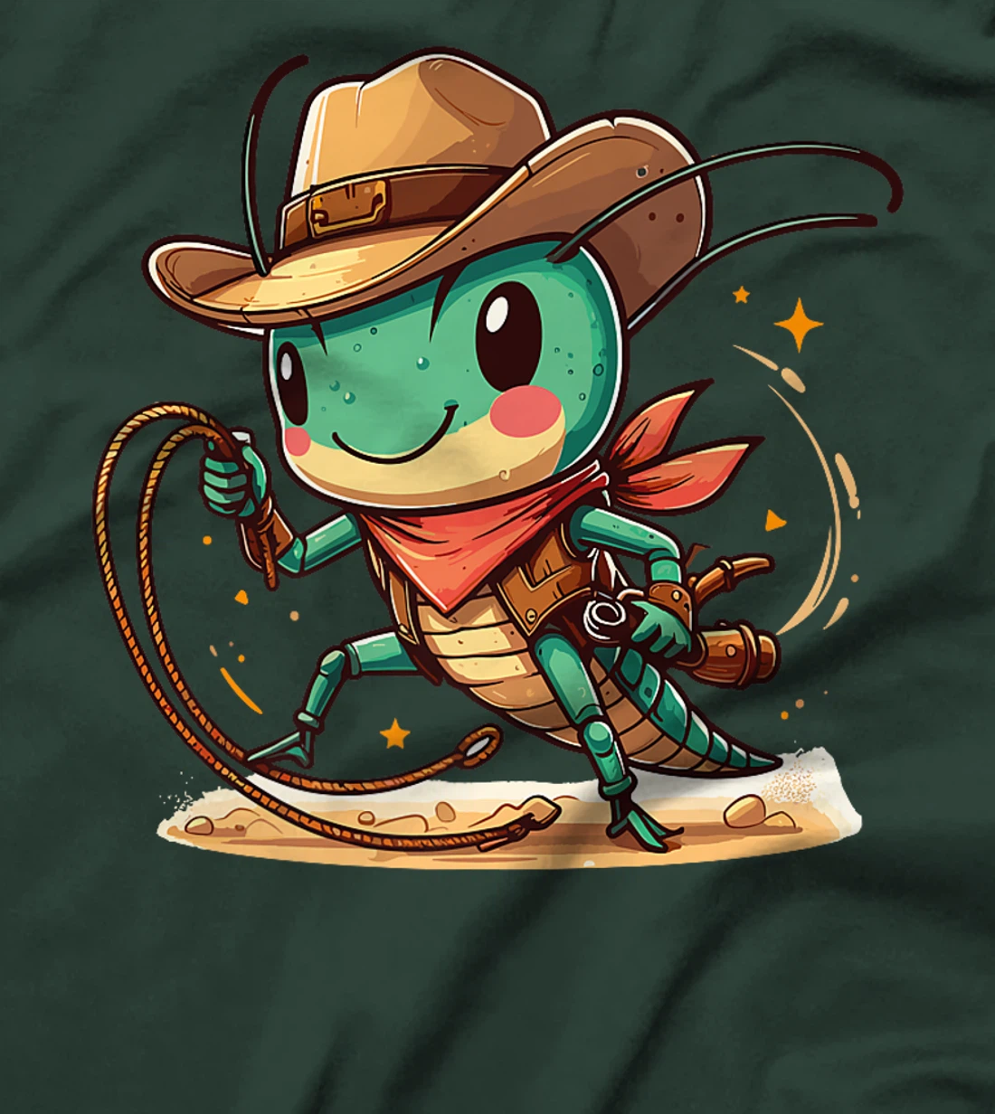 Womens Western Rodeo Cowboy Hat Grasshopper Texas Animals T-Shirt