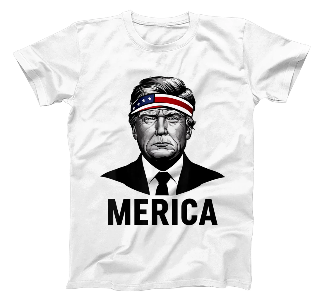 Womens MERICA TRUMP Happy 4th Of July Trump American Flag Fun T-Shirt