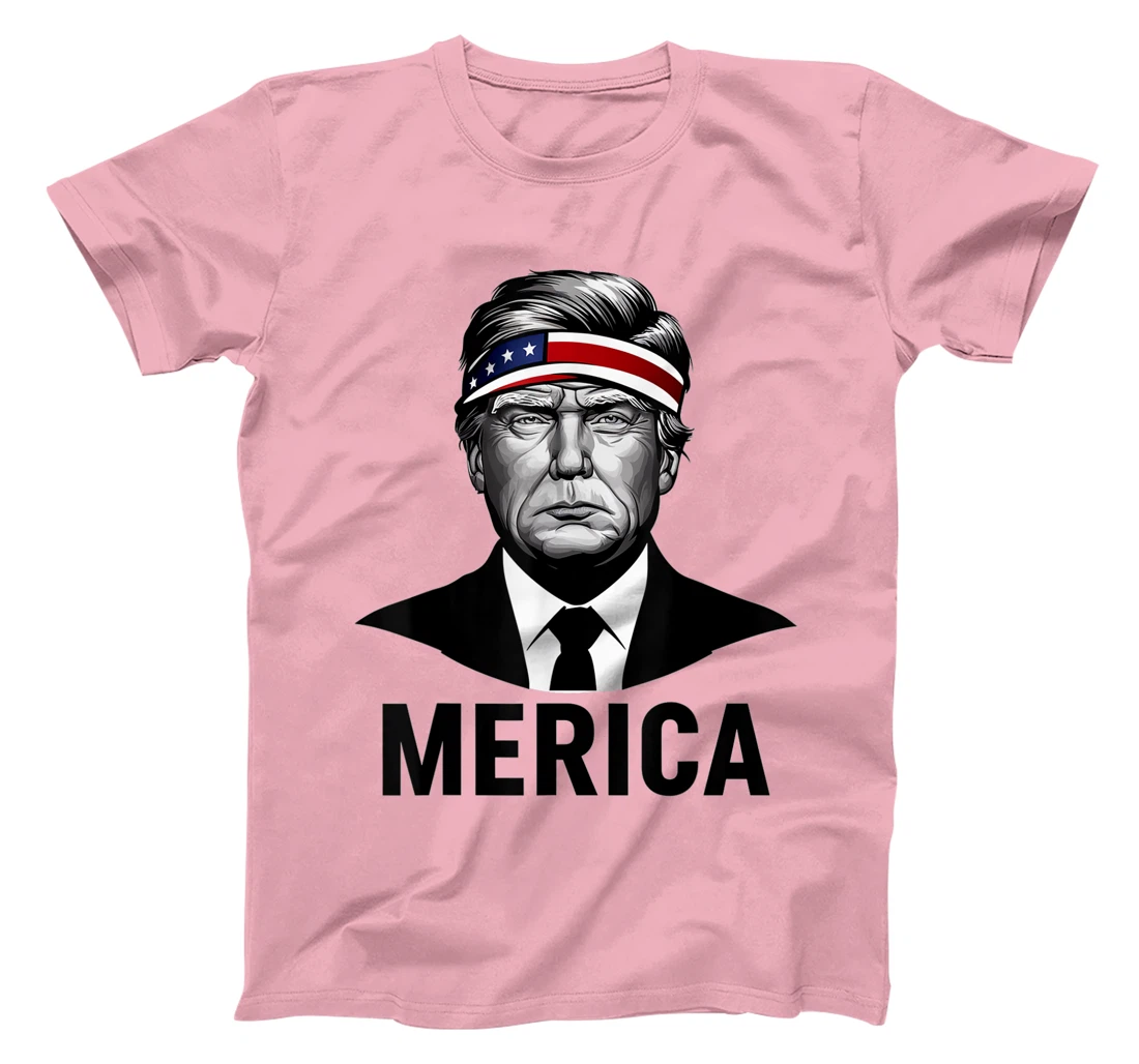 Womens MERICA TRUMP Happy 4th Of July Trump American Flag Fun T-Shirt