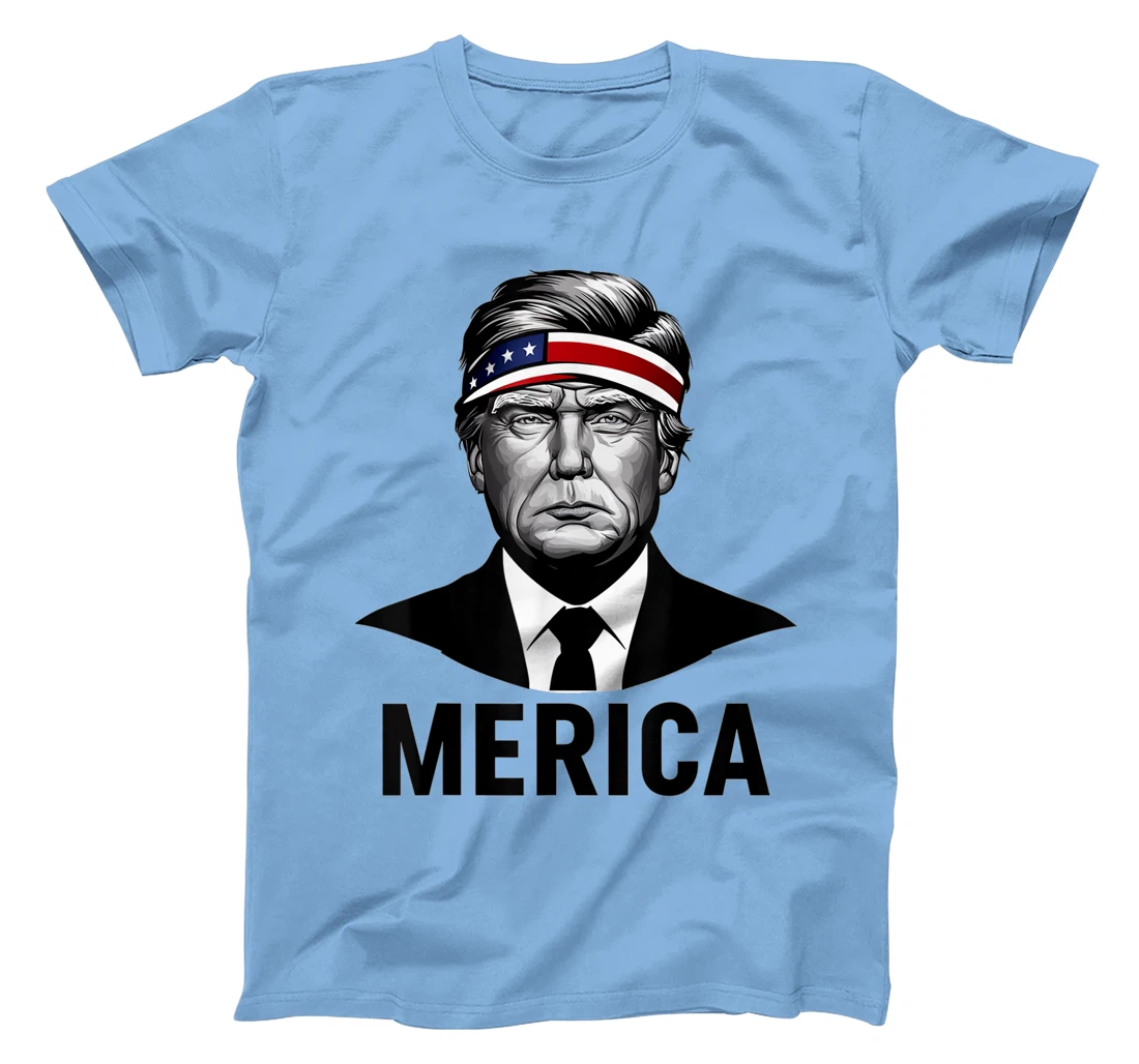 Womens MERICA TRUMP Happy 4th Of July Trump American Flag Fun T-Shirt
