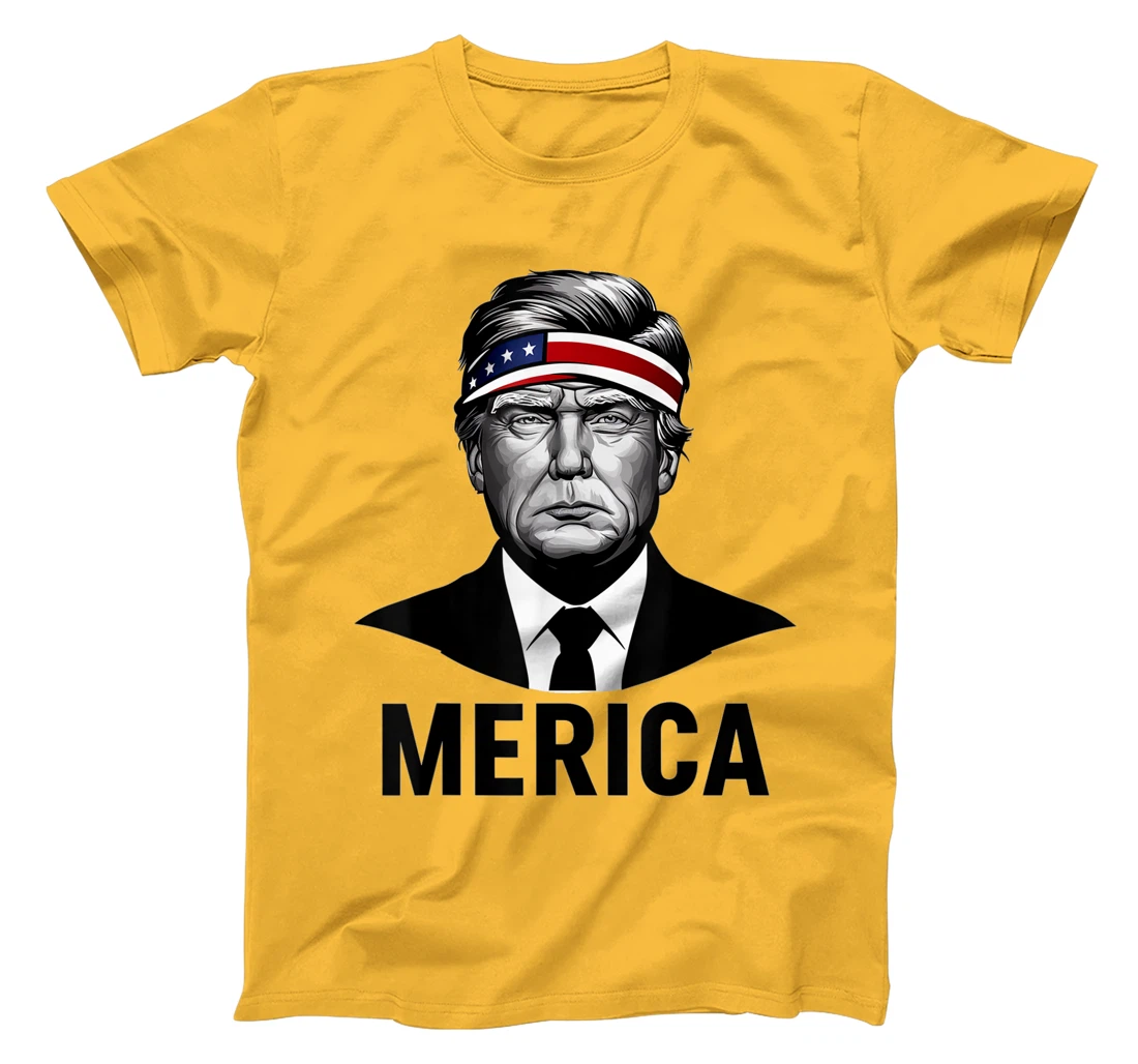 Womens MERICA TRUMP Happy 4th Of July Trump American Flag Fun T-Shirt