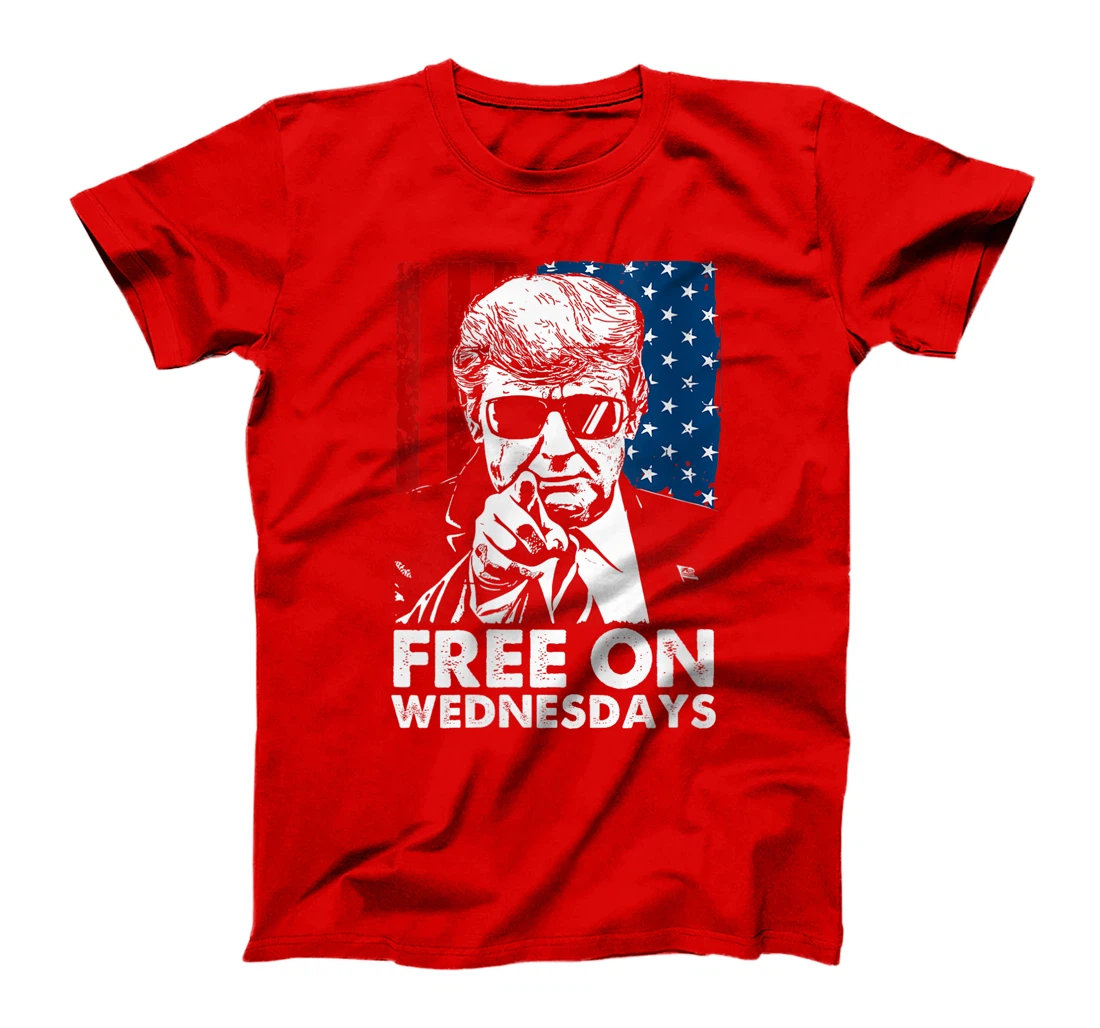 Womens Free on Wednesdays Trump US Flag T-Shirt