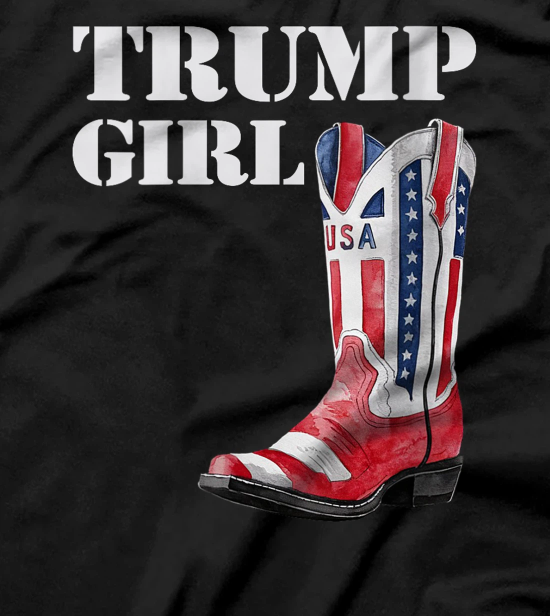 Womens Funny Trump Election, Trump Girl Heel Boot US Flag T-Shirt