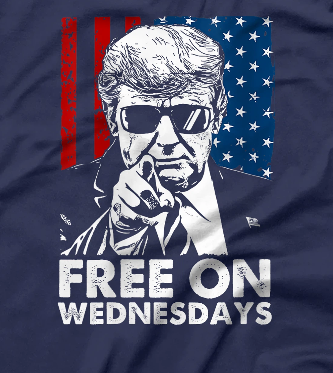 Womens Free on Wednesdays Trump US Flag T-Shirt