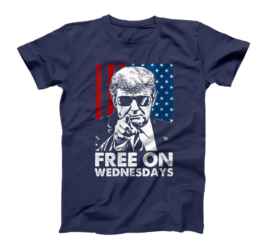 Womens Free on Wednesdays Trump US Flag T-Shirt