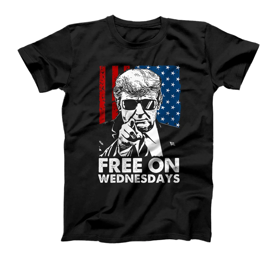 Womens Free on Wednesdays Trump US Flag T-Shirt