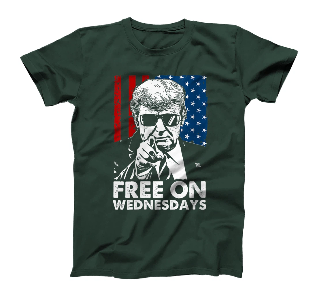 Womens Free on Wednesdays Trump US Flag T-Shirt